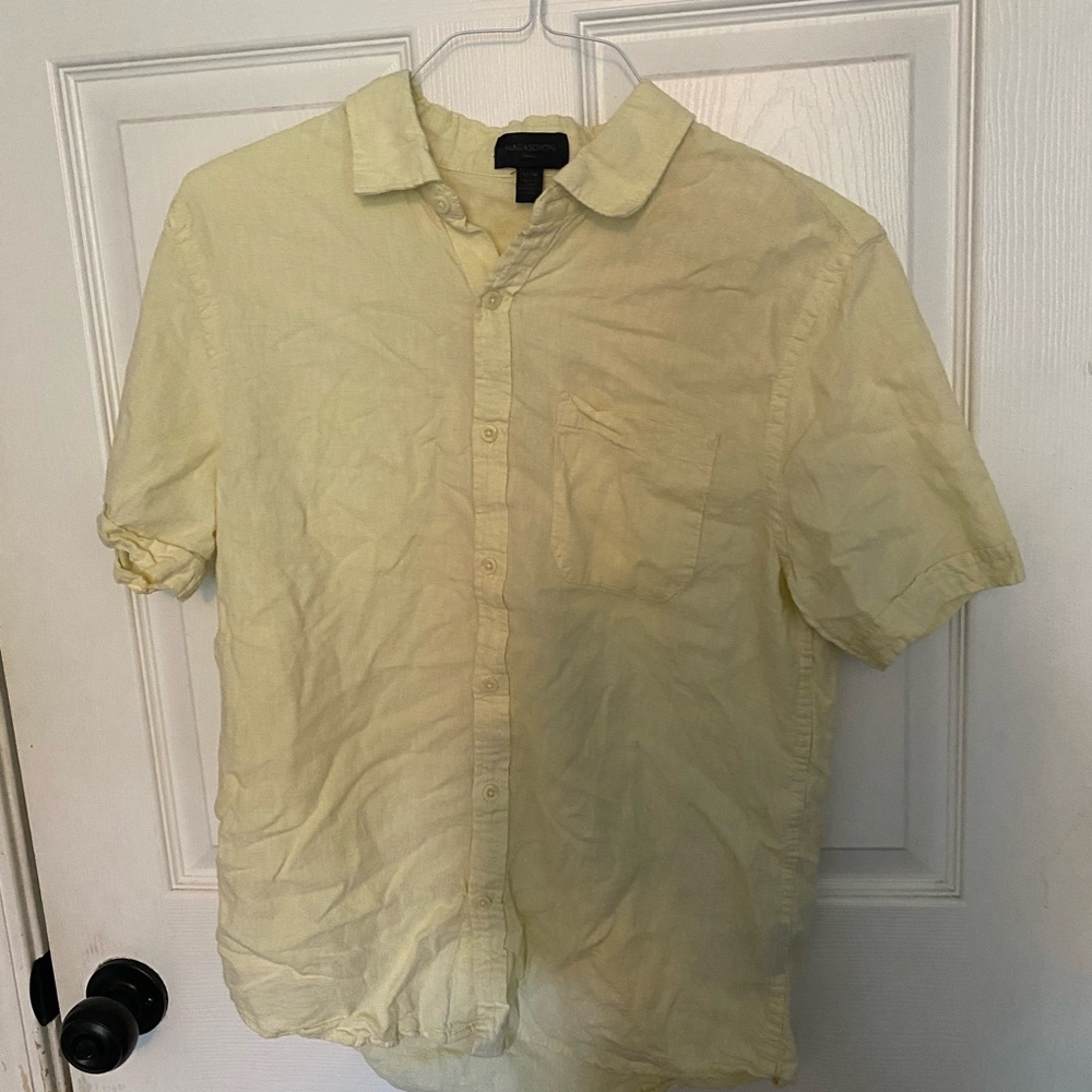 Magaschoni Yellow Casual Button Down Shirt Relaxed Fit